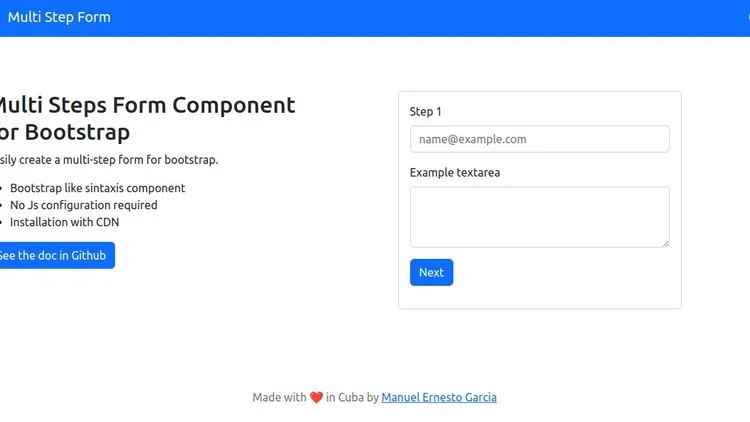 Multi Steps Form Component for Bootstrap