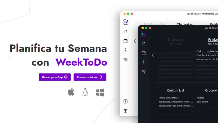 Planifica tu semana con WeekToDo